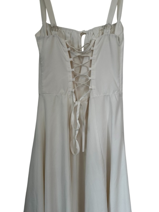 Cream Corset Midi Dress Basque Waist Coastal Cowgirl Milkmaid Cottage - Picture 5 of 8